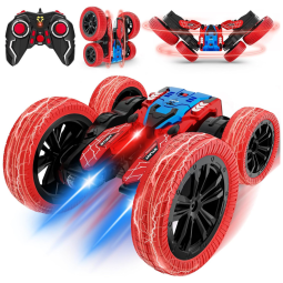 Carrinho de Controle Remoto Dupla Face, Carro de Acrobacias 4WD Off-Road com 360 Flips, Brinquedo Elétrico Recarregável para Meninos de 3