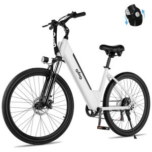 E-bike Urbana Qlife Cityone ST Step-Thru, Bateria 36V UL2849, 7 Velocidades, Pneus 26"x2,1", Suspensão Frontal, Branca