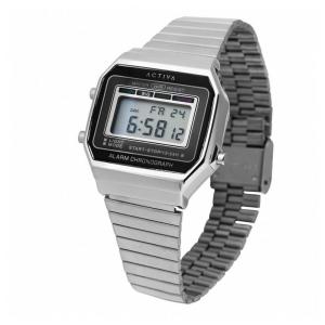 Relógio Masculino Digital Vintage Invicta Activa 39mm, Prateado e Preto ACWV004