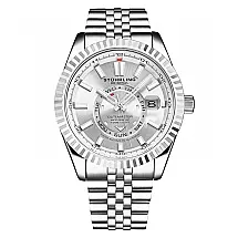 Relógio Datemaster Swiss Automático 1020 42mm com Mostrador e Pulseira Prateados e Moldura Elegante - Stuhrling.