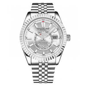 Relógio Datemaster Swiss Automático 1020 42mm com Mostrador e Pulseira Prateados e Moldura Elegante - Stuhrling.