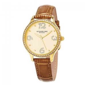Relógio Feminino Stuhrling 560 Quartzo 36mm, Marrom e Dourado