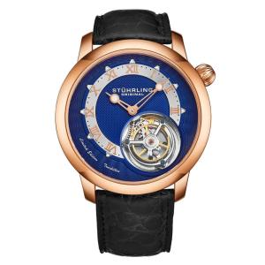 Relgio de pulso Eclipse 390 com turbilho, edio limitada de 43mm, correia azul e preta Stuhrling