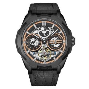 Navegador Dual Time Automático 46mm com Mostrador e Pulseira Preta - Stuhrling