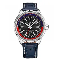 Relógio Global Voyager 1014 GMT 42 mm - Cromo Lunar, com cronômetro mundial e design sofisticado, da Stuhrling.