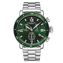Relógio Masculino Cronógrafo Stuhrling 48mm Mostrador Verde Dual Mode Pulseira Ajustável