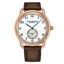 Relógio Masculino Stuhrling 41mm Quartz, Pulseira Marrom, Design Clássico e Elegante