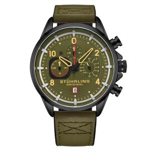 Relógio Masculino Stuhrling Aviador 929 Quartzo 45mm, Verde