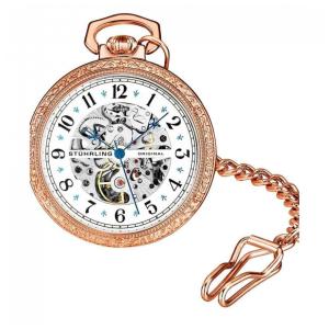 Relógio de Bolso Masculino Stuhrling Consul 979 de Corda Manual 48mm, Rosé Gold
