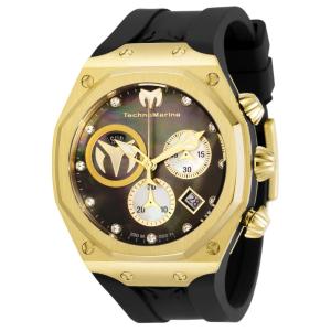 Relgio masculino TechnoMarine Reef Sun Swiss Ronda Z60 calibre com mostrador em madreprola - 45 mm. Preto TM-519014