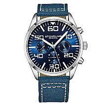 Relógio Masculino Stuhrling 42mm Quartzo Azul Resistente e Estiloso