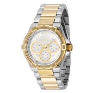 Relógio Feminino Aviator com Mostrador Madrepérola, Invicta 37314, Prata e Dourado