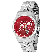 Relógio Feminino NFL Tampa Bay Buccaneers, Invicta 42514, Prata e Vermelho