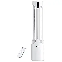 Ventilador de Torre 2 em 1 Humidificador com Filtro HEPA com Controle Remoto, 5 Modos e 24 Velocidades, 110v, AIRMATE, Branco