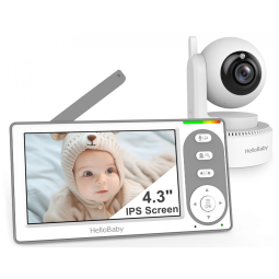 Babá Eletrônica HelloBaby 10 cm com Bateria de 30 Horas, Controle Remoto PanTiltZoom Sem WiFi, Câmera e Áudio, Visão Noturna, Modo ECO