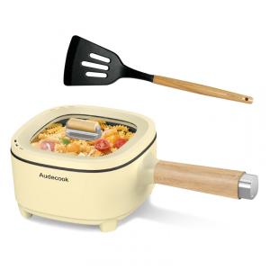 Audecook Hot Pot Electric 2L e Frigideira Antiaderente de Cerâmica 8 Polegadas - Cooker Portátil para Macarrão, Bife, Arroz Frito