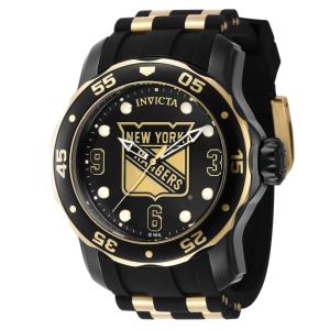 Relgio Masculino Invicta NHL New York Rangers - 48mm, Ouro e Preto. Modelo ZG-42324.