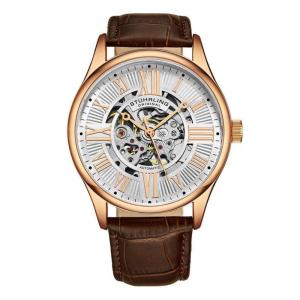 Relógio Masculino Stuhrling Atrium 3942 Automático 42mm, Ouro Rosa e Marrom