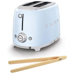 Retro 50s Torradeira 2 Fatias com Pinças de Bamboo, 950W, 110v, SMEG TSF01PBUS, Azul