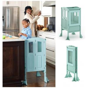 Banqueta Torre de Aprendizagem Dobrável Martha Stewart Kitchen Helper Menta Madeira Bétula Altura Ajustável