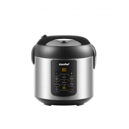 Panela de Arroz Elétrica 6 em 1, Capacidade 1.8L, Programável, 650W, Aço Inoxidável, 110v, COMFEE CRS2010BS, Prateado