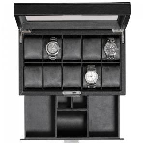 Caixa, Estojo para Relógios Protege e zena, 10 Lugares, ROTHWELL, Preto
