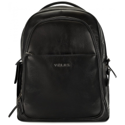 Mochila Masculina de Couro para Laptop, VELEZ, Preto Fosco