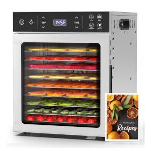 Desidratador HOPERAN Inox 800W com 10 Bandejas, Controle Digital, Timer Ajustável e Fluxo de Ar 360° para Carnes, Frutas e Legumes