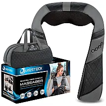 Massageador Shiatsu Elétrico Portátil para Ombros, Pernas e Costas, Bivolt, RESTECK BD1041, Preto e Cinza