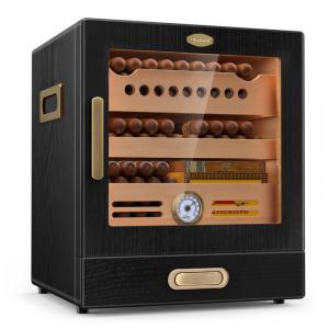 Umidificador de charutos. com gaveta de cedro espanhol, higrômetro de precisão, 2 umidificadores e gaveta para acessórios, presente ideal