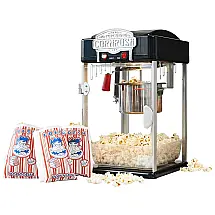 Popcorn Popper Máquina de Pipoca Vintage Profissional com Panela Antiaderente, Preta