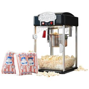 Popcorn Popper Máquina de Pipoca Vintage Profissional com Panela Antiaderente, Preta