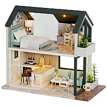 Casa em Miniatura Realista com Móveis 3D de Madeira para Adultos e Adolescentes, Fsolis, Branca