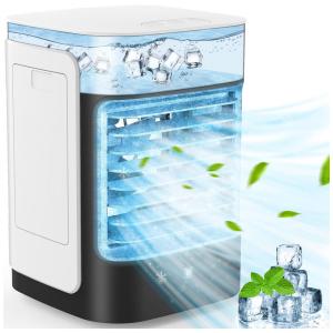 Climatizador Portátil 3 em 1 com 3 Velocidades e 7 Luzes Coloridas, TEMEIKE, Branco