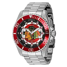 Relógio Masculino NHL Chicago Blackhawks, Invicta ZG42234, Prata e Vermelho