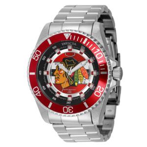 Relógio Masculino NHL Chicago Blackhawks, Invicta ZG42234, Prata e Vermelho