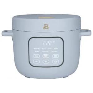 Panela elétrica de arroz e grãos Beautiful 2,6L azul com revestimento cerâmico, 8 programas, bandeja de vapor, 500W, 110V