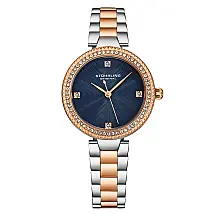 Relgio Stuhrling Brilliance 4043 de 32mm com mostrador azul, pulseira em ouro amarelo e prata, estilo clssico