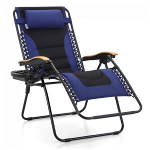 Cadeira Reclinável Ajustável Gravidade Zero com Apoio de Cabeça e Porta Copos, MFSTUDIO, Azul