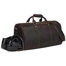 Bolsa de Viagem Masculina Clássica de Couro, UBANT, Marrom