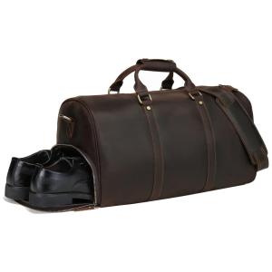 Bolsa de Viagem Masculina Clássica de Couro, UBANT, Marrom