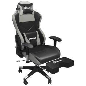 YITAHOME Cadeira Gamer Ergonômica Ajustável com Apoio para os Pés, Cinza e Preta