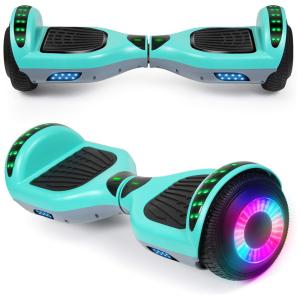 Hoverboard com Luz LED nas Rodas, Alto Falante e Velocidade até 9km/h, para Crianças de 6 a 12 Anos, 110V, SISIGAD, Verde