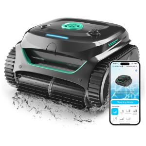 Aspirador de Piscina Robótico Sem Fio WYBOT C2 2025 para Limpeza Completa, Filtragem Ultrafina e Controle por App - Preto/Verde