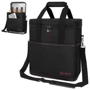 Bolsa Térmica Para Transporte de Vinhos OPUX até 6 Garrafas, Preta