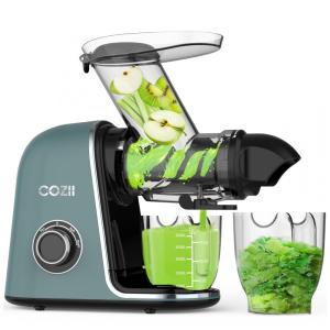 Extrator de Suco COZII Masticador Lento, Motor Silencioso, Modo Suave/Duro, Abertura de 9,14 cm, Fácil de Limpar, Peças Laváveis em