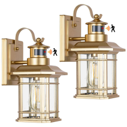 Arandela Luminária Moderna Externa de Parede à prova dágua com Sensor, Base E27, 2 Unidades, WIHTU WL MS 2, Preto