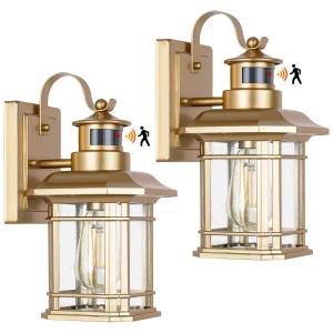 Arandela Luminária Moderna Externa de Parede à prova dágua com Sensor, Base E27, 2 Unidades, WIHTU WL MS 2, Preto