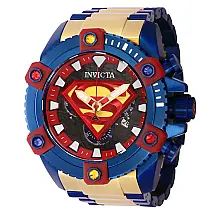 Relgio masculino DC Comics Superman Swiss Ronda Z60 calibre - 56 mm. Ouro. Azul 43344