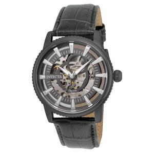 Relógio Masculino Automático Objet D Art com Pulseira de Couro, Invicta ZG 22644, Cinza